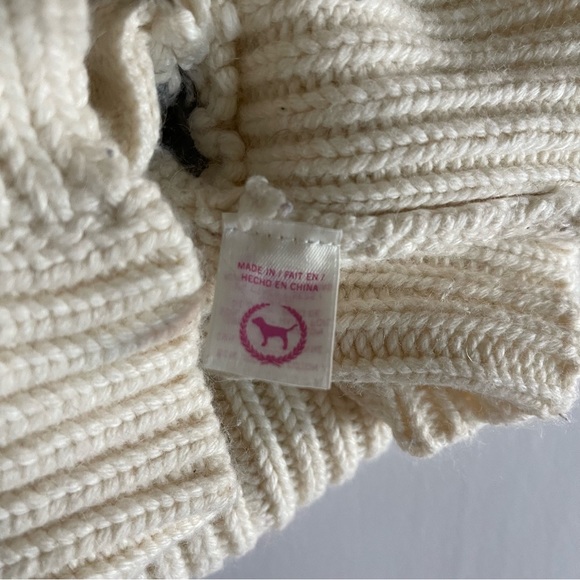 VS PINK peace, love and pink fair isle hoodie heavy knit cardigan sweater - Picture 6 of 14